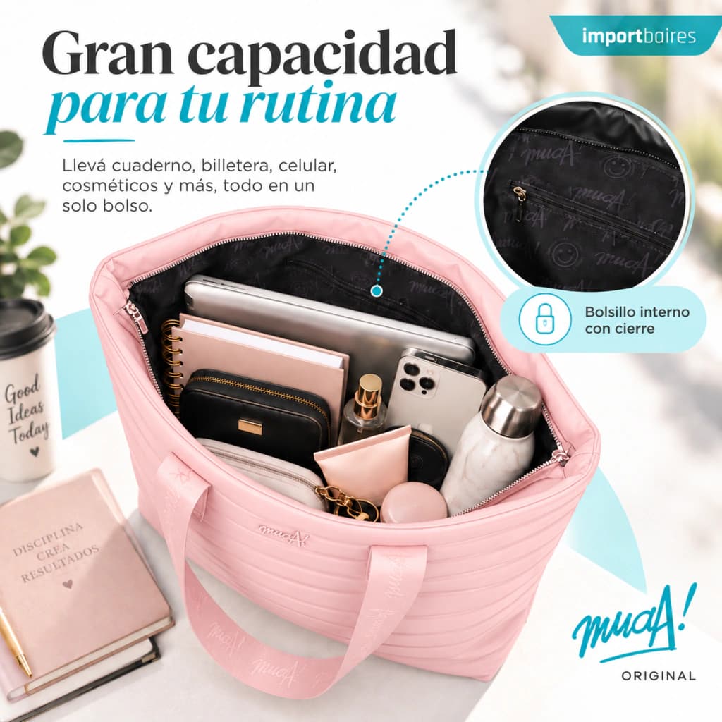 Tote Bag Cuero Matelasseado PU | Muaa — Beige