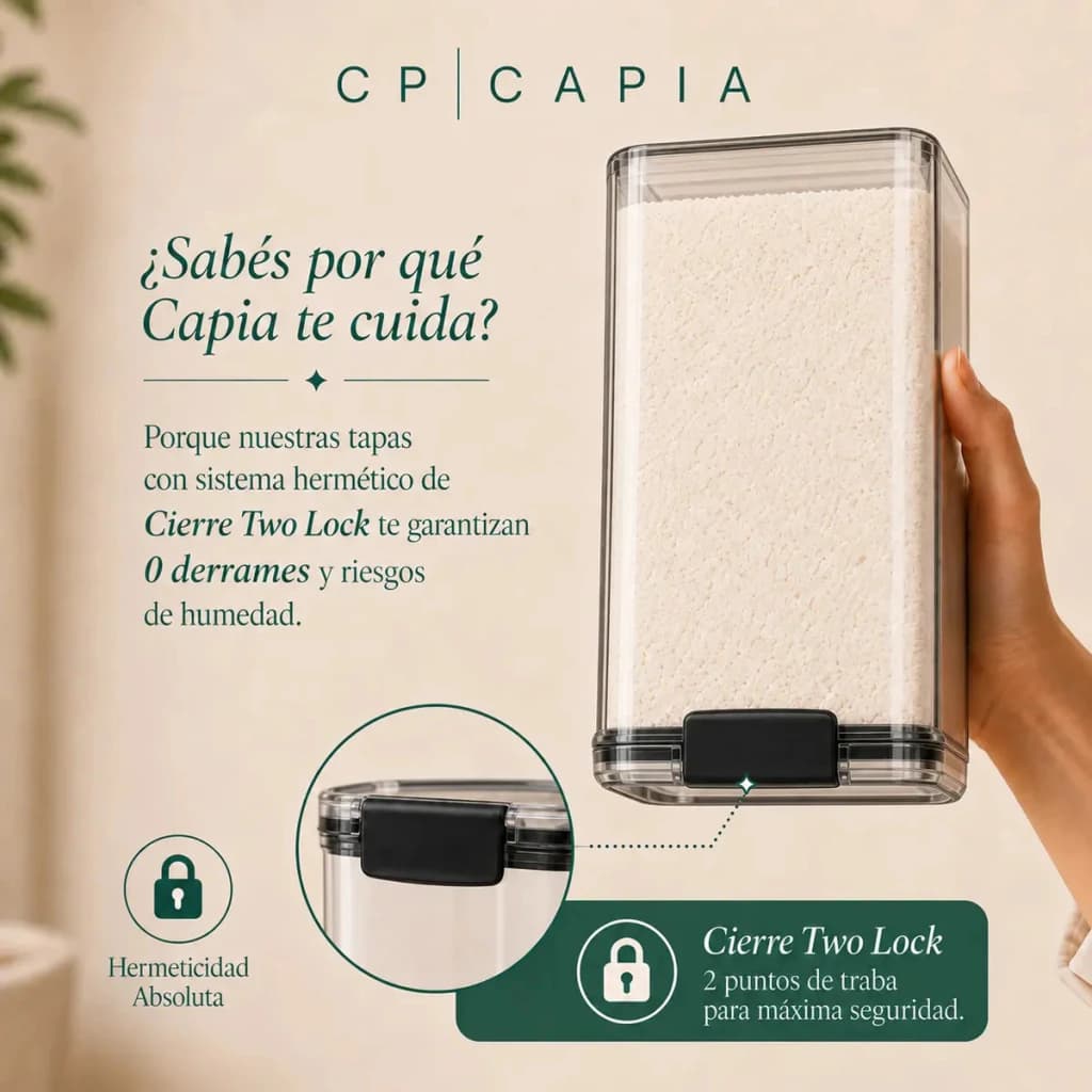 Set 8 Frascos Herméticos Apilables Organizadores de Alacena 1.8 L — Negro | Capia