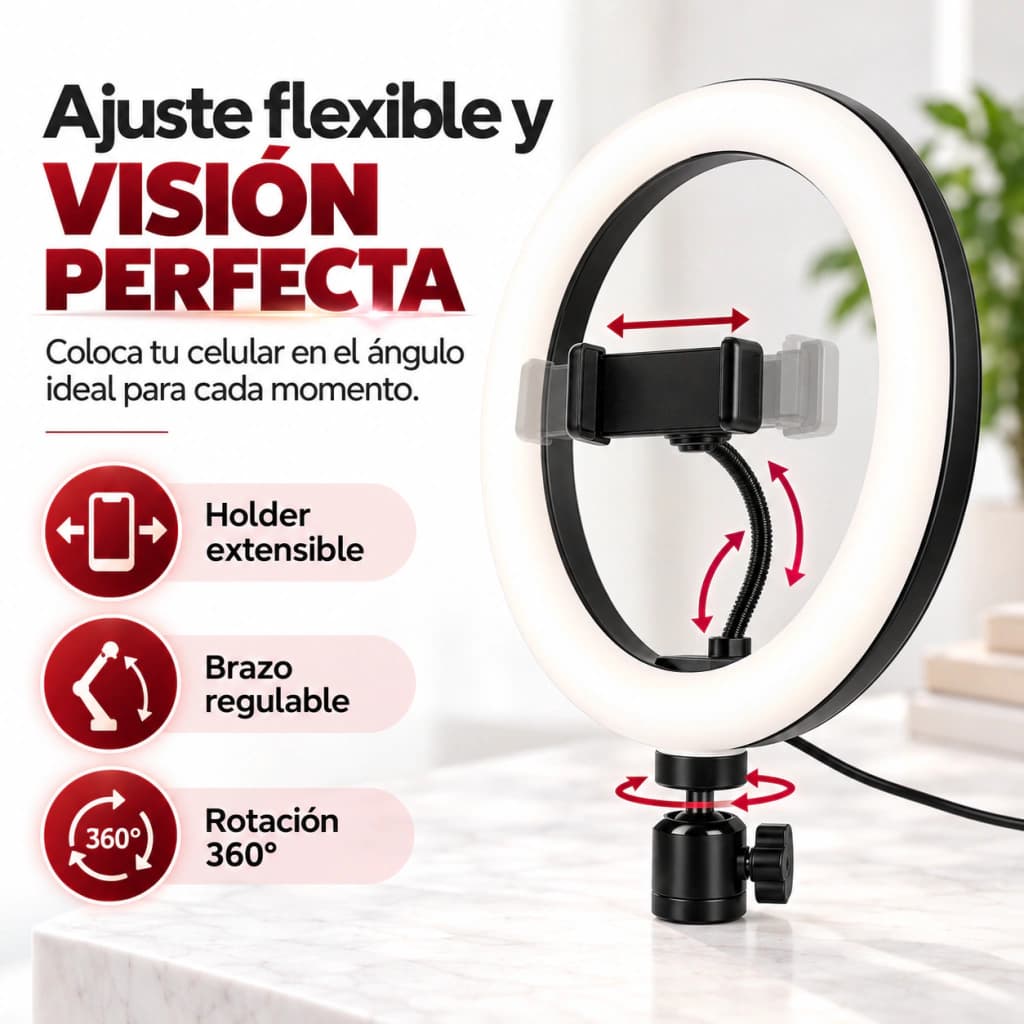 Aro De Luz Led Make Up Maquillaje Celular Ring Tik Tok Redes