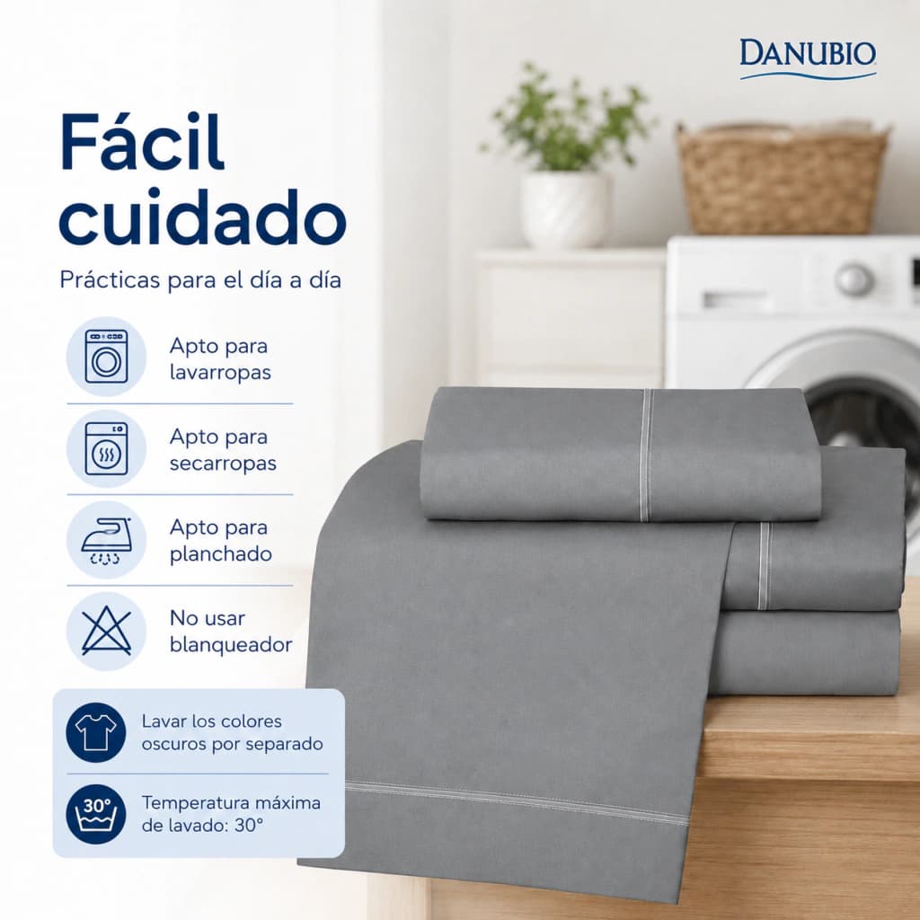 Juego de Sábanas Danubio Colors 2 Plazas 144 Hilos Algodón-Poliéster — Blanco