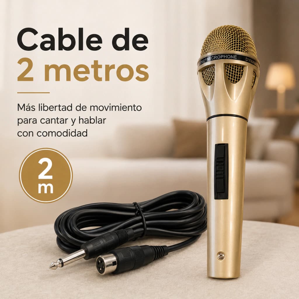 Micrófono Dinámico T-Go MIC 810 Gold con Cable 2m | XLR