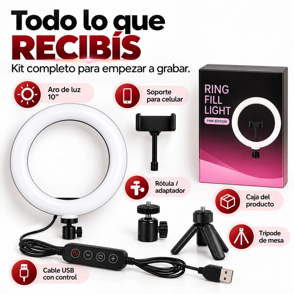 Aro De Luz Led Make Up Maquillaje Celular Ring Tik Tok Redes