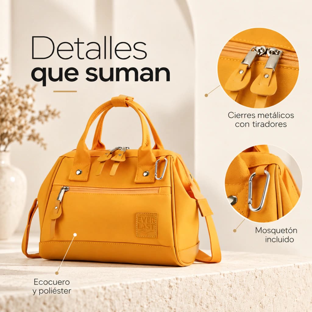 Morral Boca de Pez Everlast ecocuero PU – Cartera mujer cruzada urbana