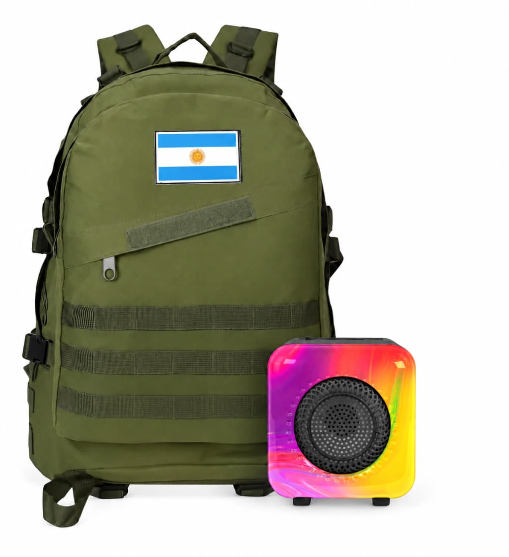 Mochila Táctica Militar 30L T-GO con Parlante Bluetooth Gratis — Verde Militar
