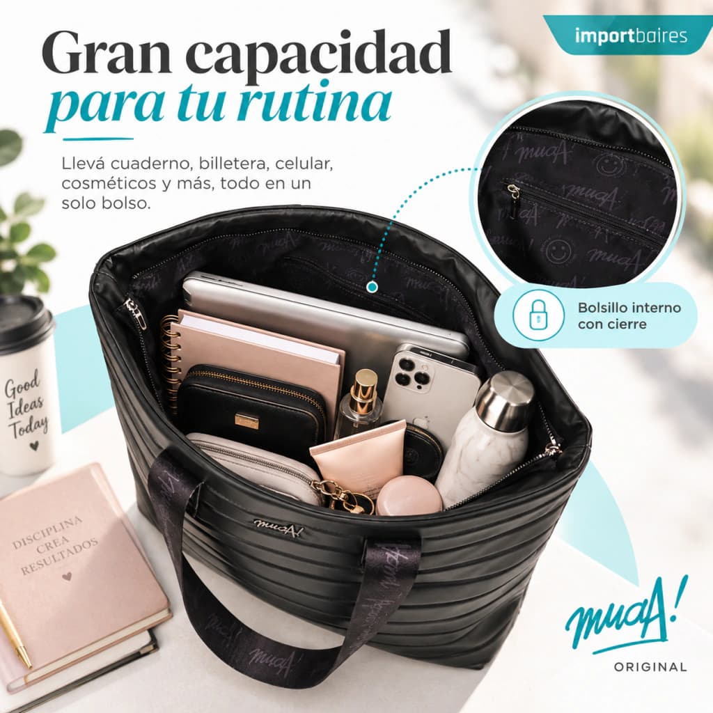 Tote Bag Cuero Matelasseado PU | Muaa — Beige