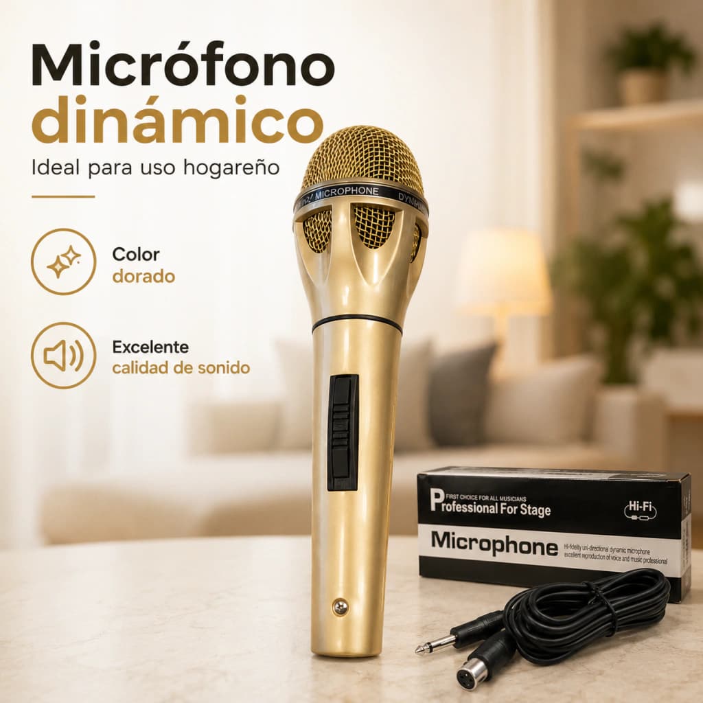Micrófono Dinámico T-Go MIC 810 Gold con Cable 2m | XLR