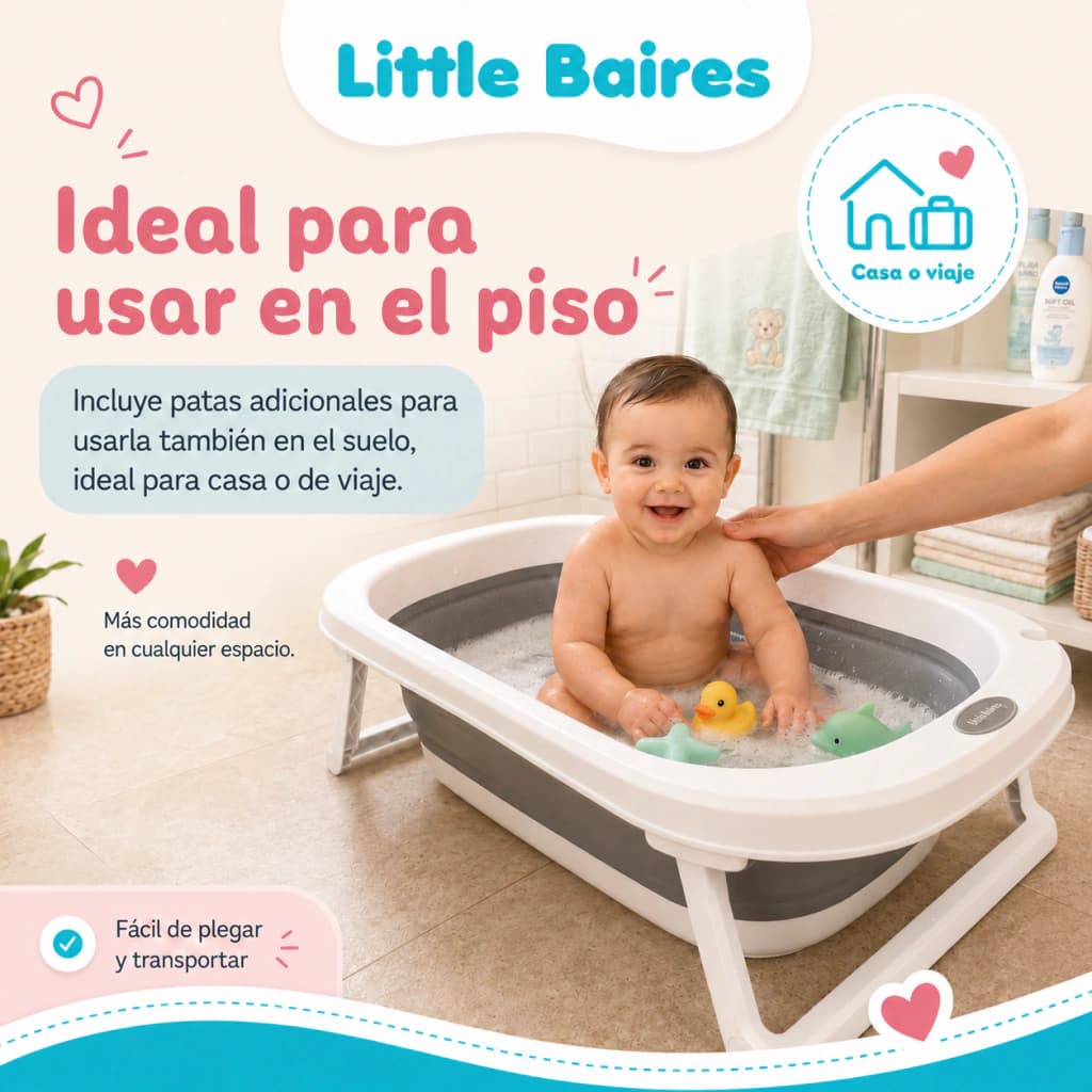 Bañera Plegable Bebé Moonie con Soporte y Termómetro
