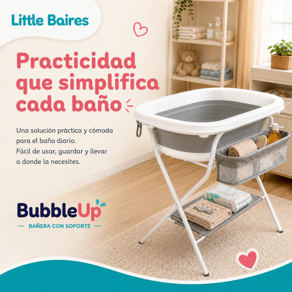 Bañera Plegable Bebé Moonie con Soporte y Termómetro