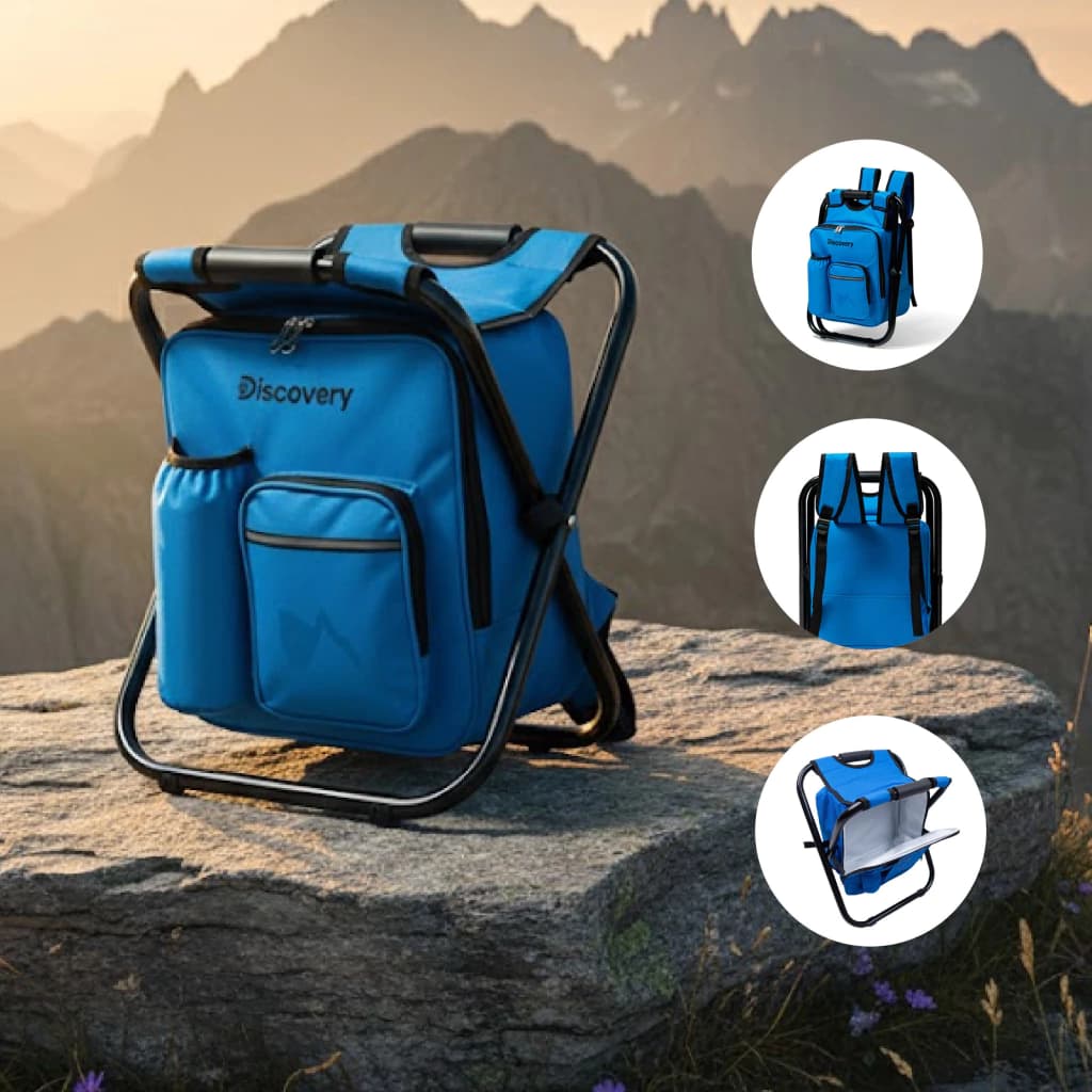 Silla banco Discovery 3 en 1: asiento, mochila y banco.