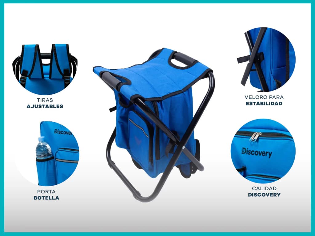 Silla banco Discovery 3 en 1: asiento, mochila y banco.