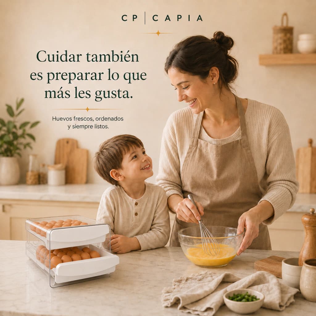 Huevera Organizadora Heladera Doble Cajón Deslizante Capia x40 Huevos