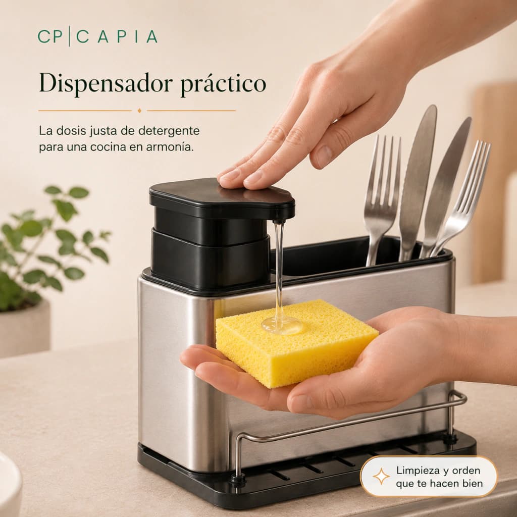 Dispenser Detergente Acero Inoxidable Organizador de Bacha | Capia