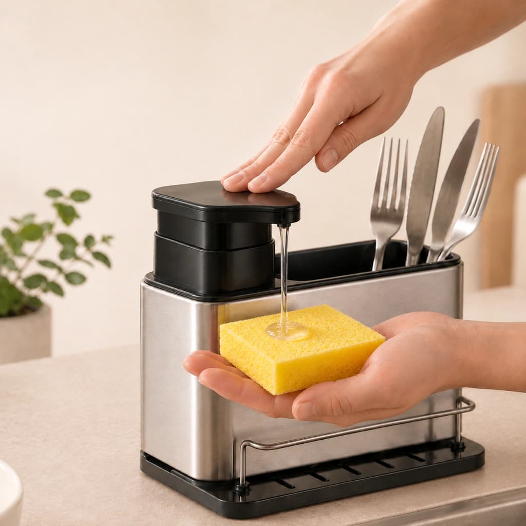 Dispenser Detergente Acero Inoxidable Organizador de Bacha | Capia