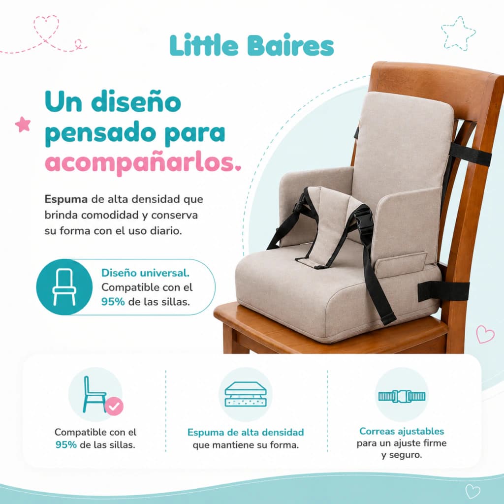 Asiento Elevador Bebé Plegable y Portátil | Little Booster — Gris