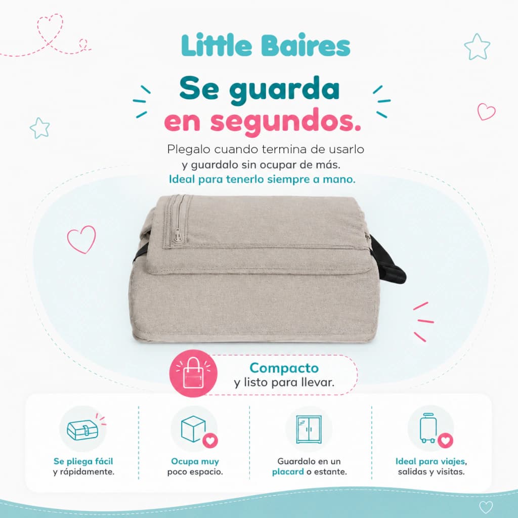 Asiento Elevador Bebé Plegable y Portátil | Little Booster — Gris