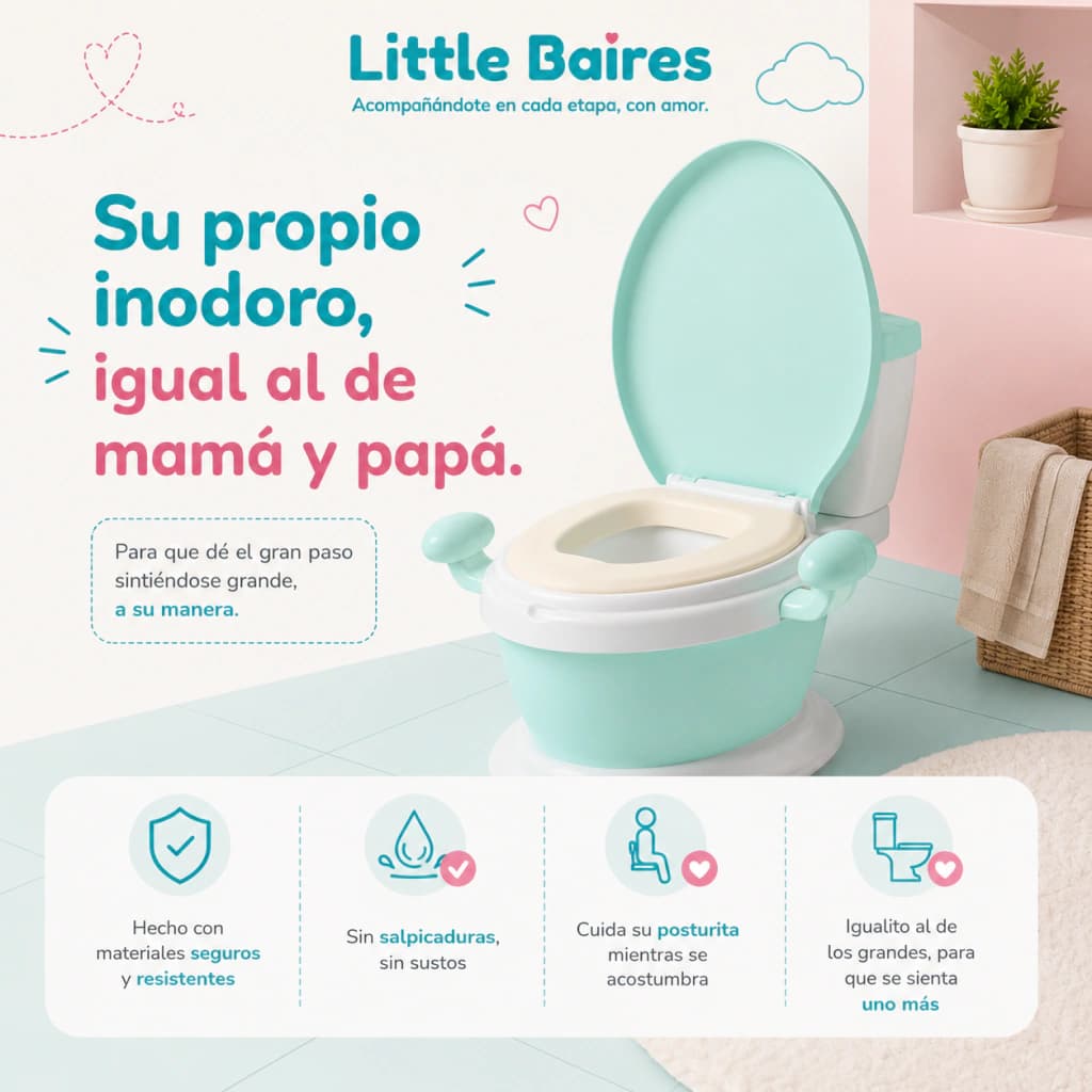 Pelela Inodoro Infantil de Aprendizaje | Asiento Acolchado — Celeste