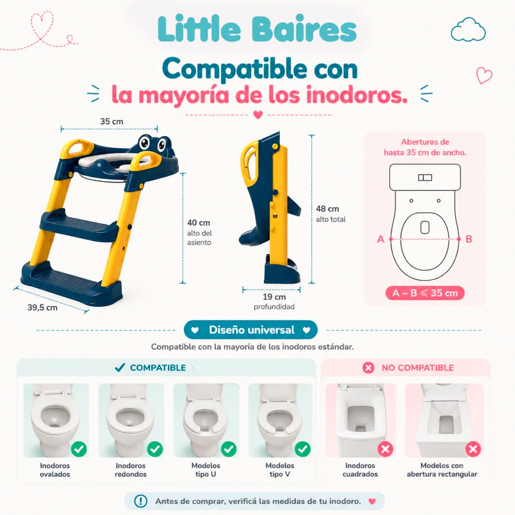 Asiento Adaptador Inodoro Infantil con Escalón Ranita
