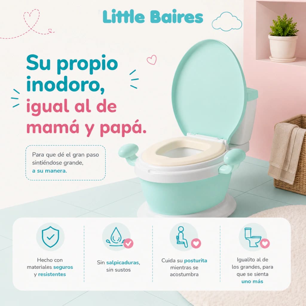 Pelela Inodoro Infantil de Aprendizaje | Asiento Acolchado — Celeste