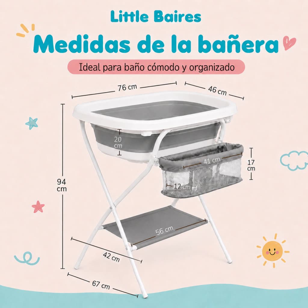 Bañera Plegable Bebé Moonie con Soporte y Termómetro