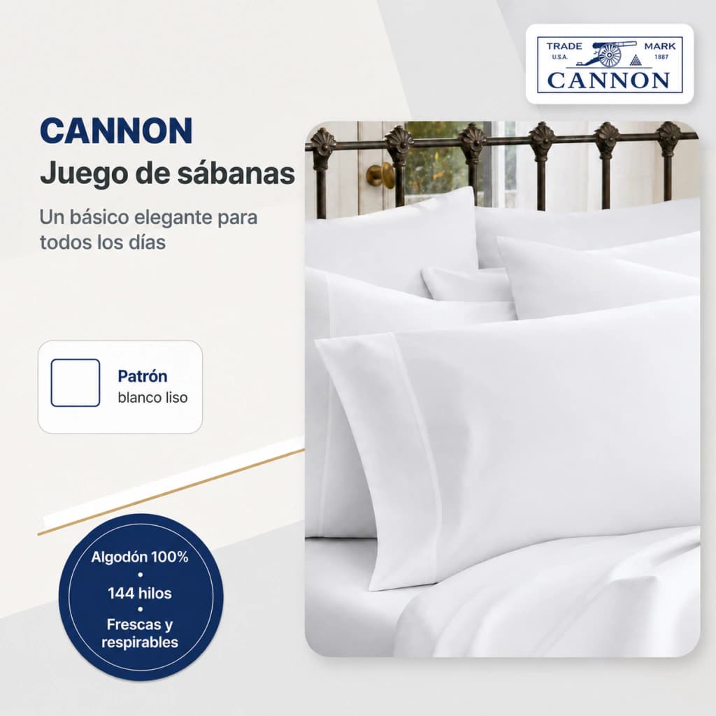 Juego de Sábanas Queen Size | 100% Algodón | Cannon Fieldcrest — Gris
