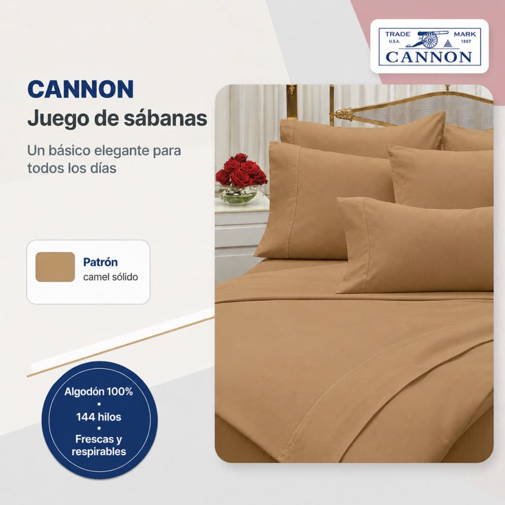 Juego de Sábanas Full 2 Plazas | 100% Algodón | Cannon Fieldcrest — Gris