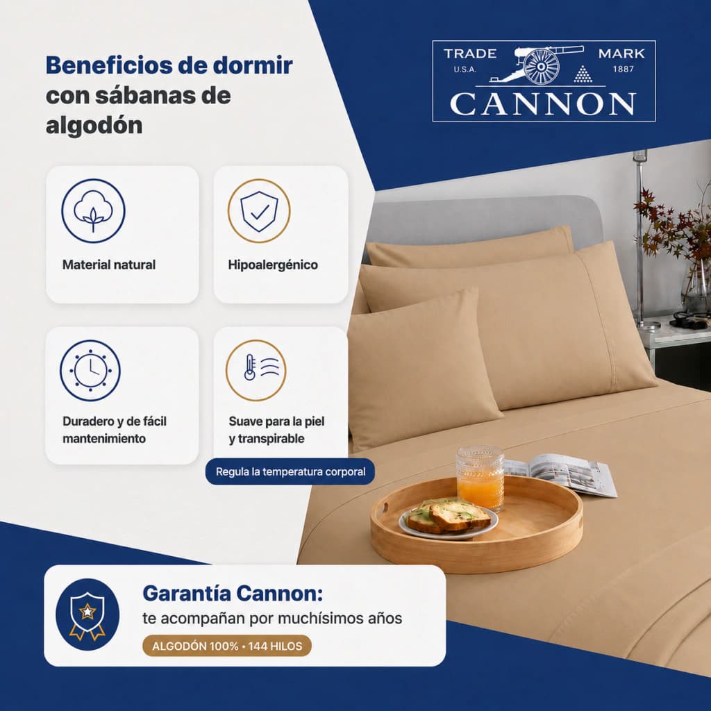 Juego de Sábanas Full 2 Plazas | 100% Algodón | Cannon Fieldcrest — Gris