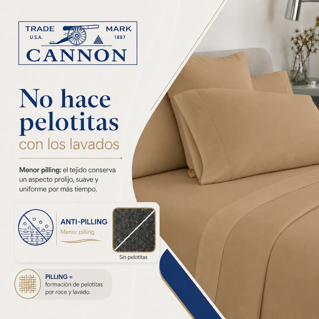 Juego de Sábanas Full 2 Plazas | 100% Algodón | Cannon Fieldcrest — Taos Liso
