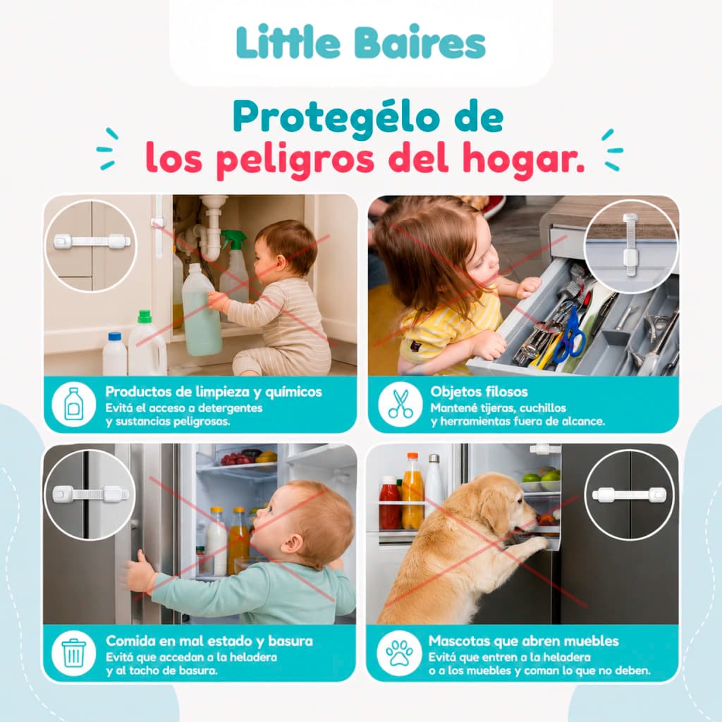 Pack x12 Trabas de Seguridad para Bebés Ajustables 3M