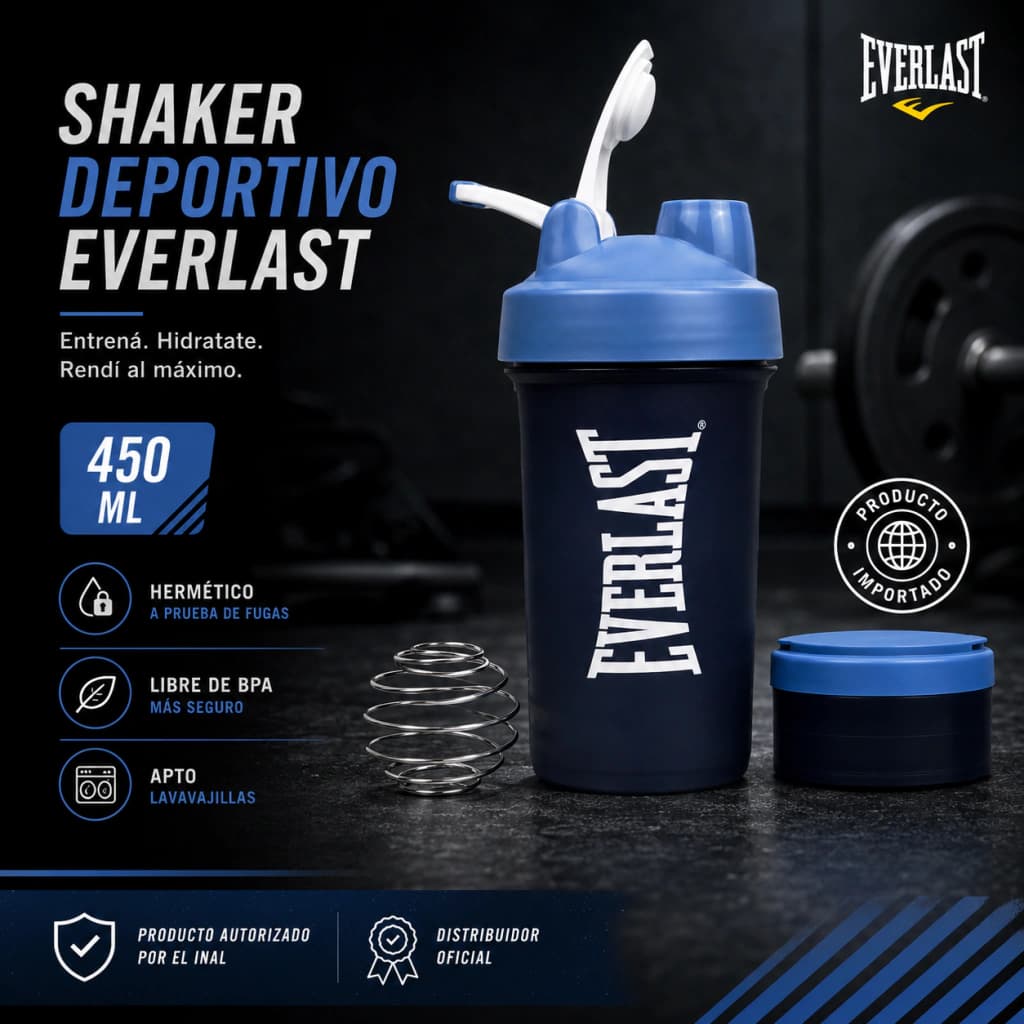 Shaker Everlast 450 ml Vaso Mezclador para Proteínas — Gris