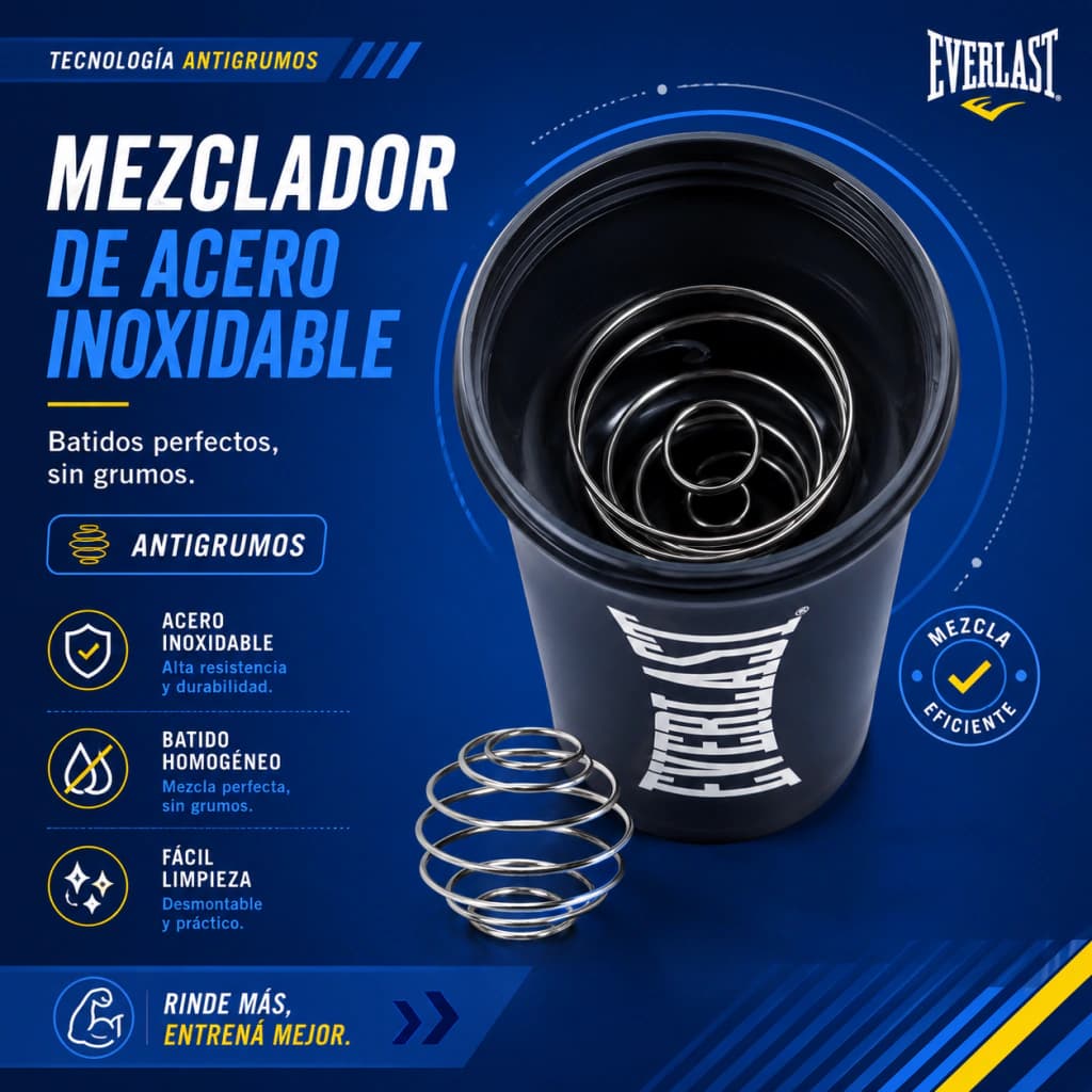 Shaker Everlast 450 ml Vaso Mezclador para Proteínas — Gris