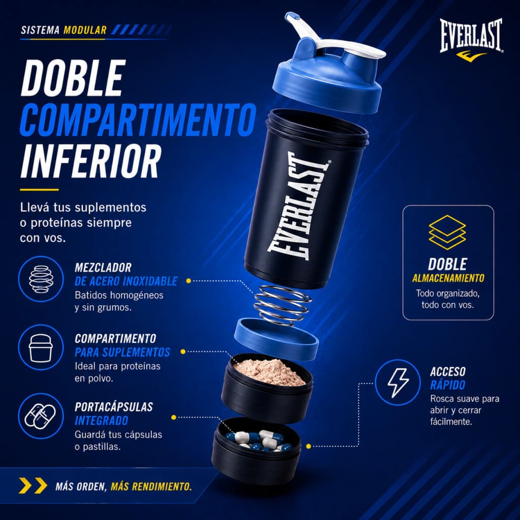 Shaker Everlast 450 ml Vaso Mezclador para Proteínas — Gris