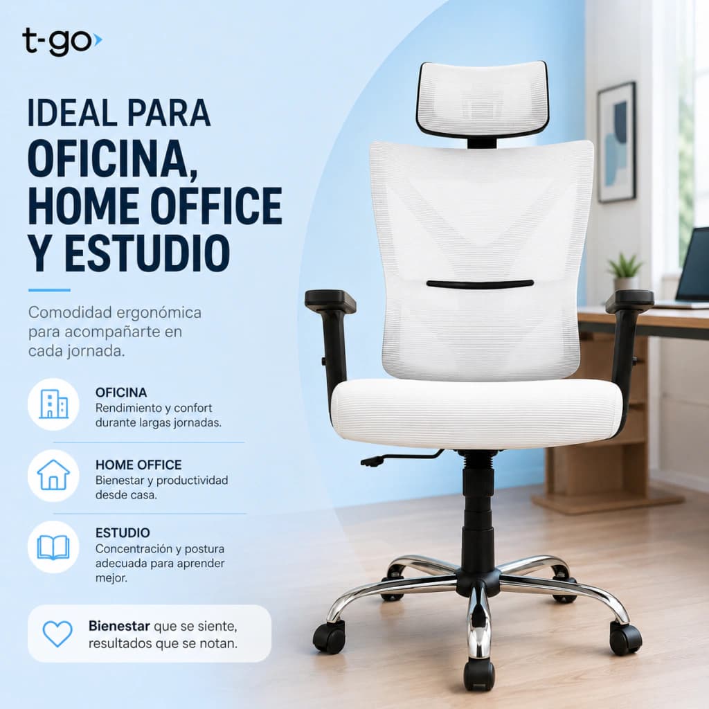 Silla De Escritorio Ergo Supreme — Blanco / Malla