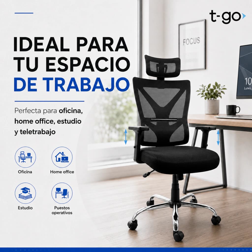 Silla De Escritorio Ergo Supreme — Negro / Malla