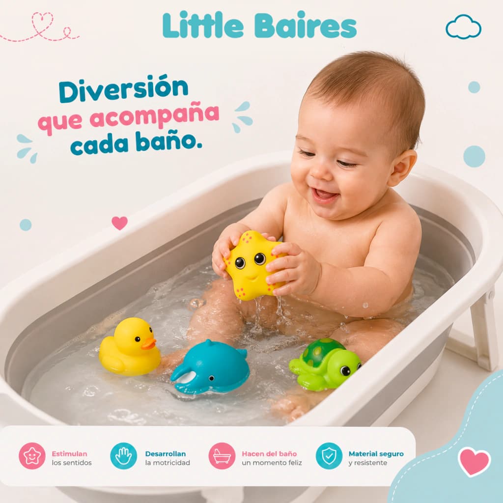 Kit Bañera Plegable XL con Termómetro y Accesorios | 5 en 1 — Gris