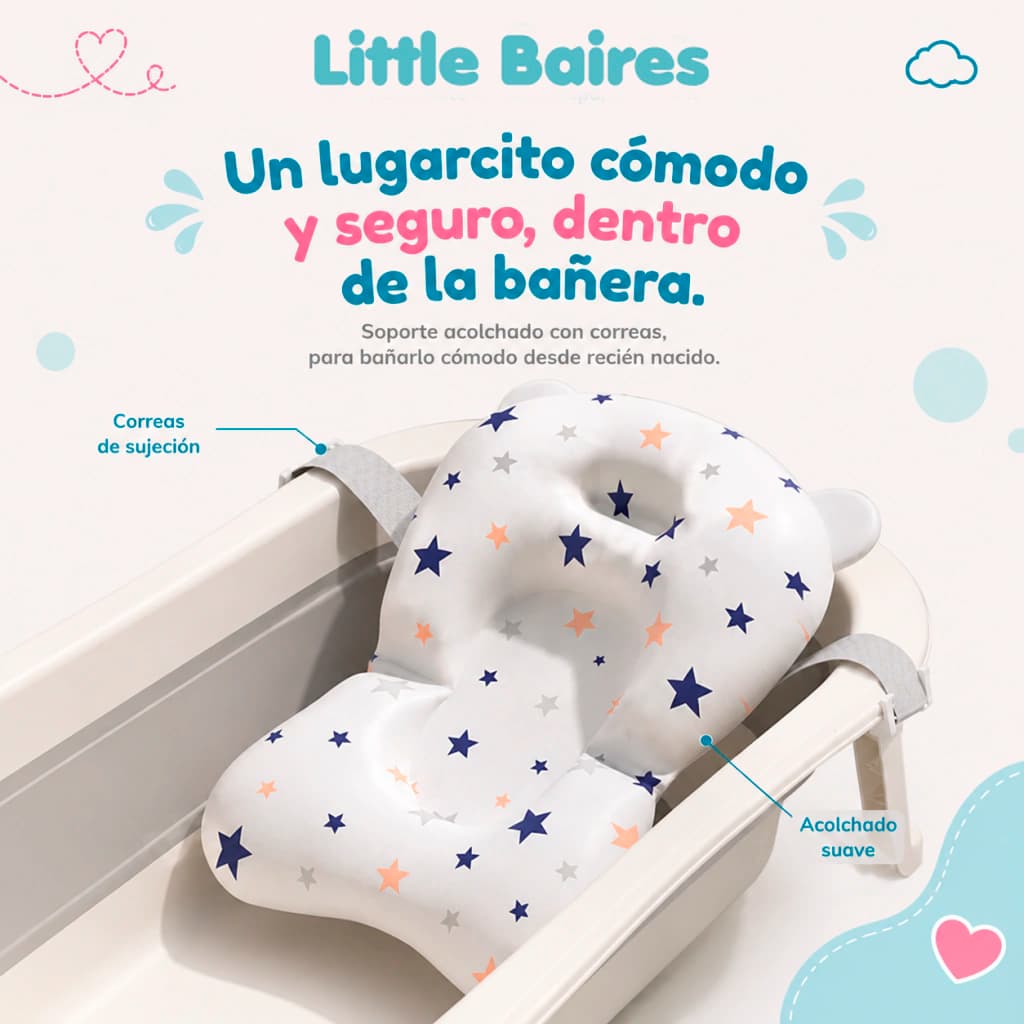 Kit Bañera Plegable XL con Termómetro y Accesorios | 5 en 1 — Gris