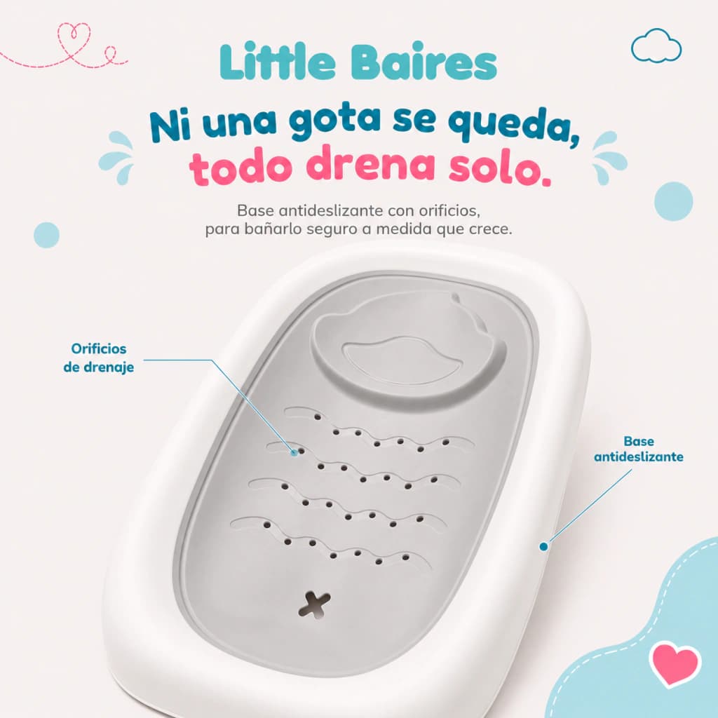 Kit Bañera Plegable XL con Termómetro y Accesorios | 5 en 1 — Gris