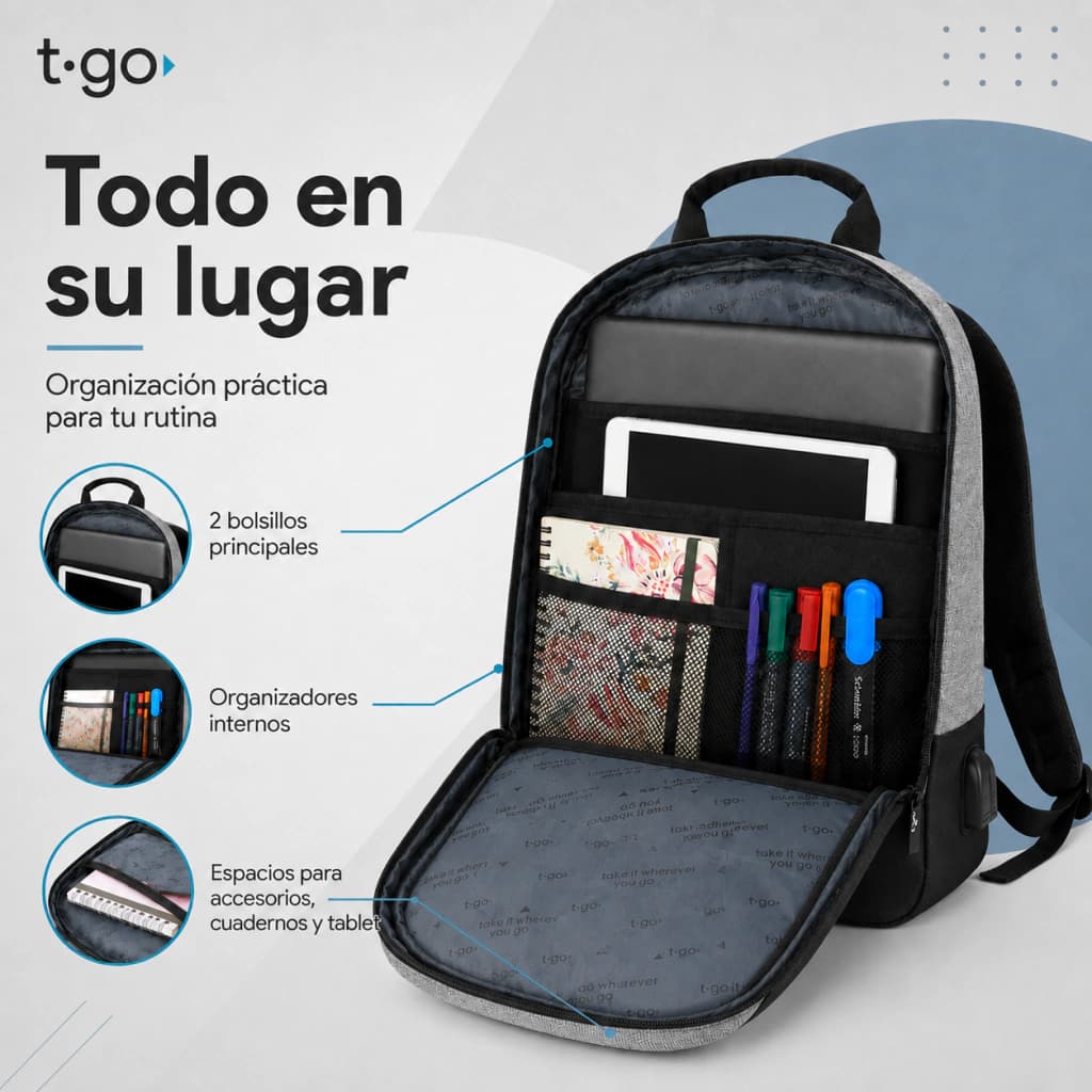 Mochila Urbana T-go AB03 Deportiva | Portanotebook 15.
