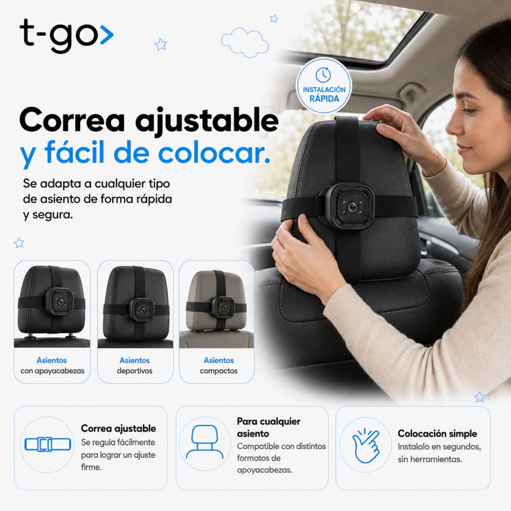 Monitor Doble Cámara Bebé Auto HD + Memoria 32GB | 360°