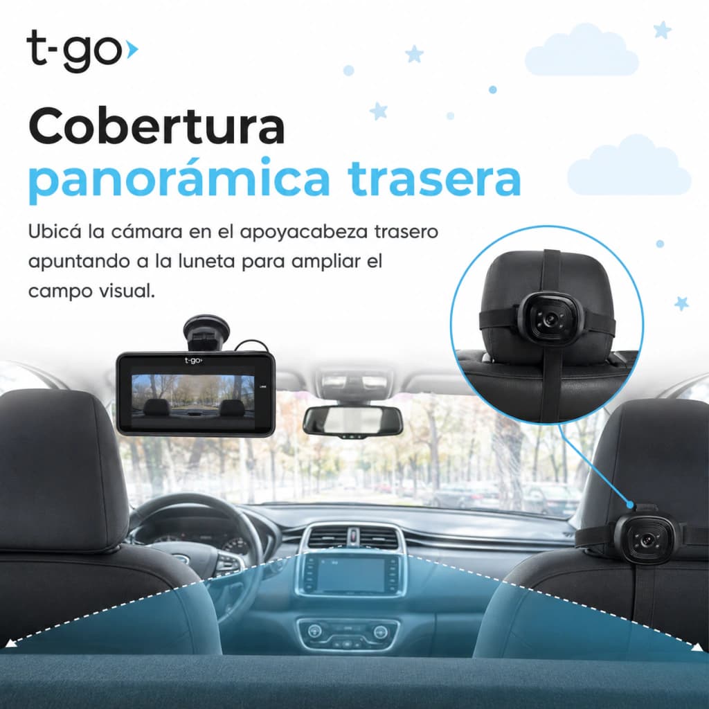 Monitor Doble Cámara Bebé Auto HD + Memoria 32GB | 360°