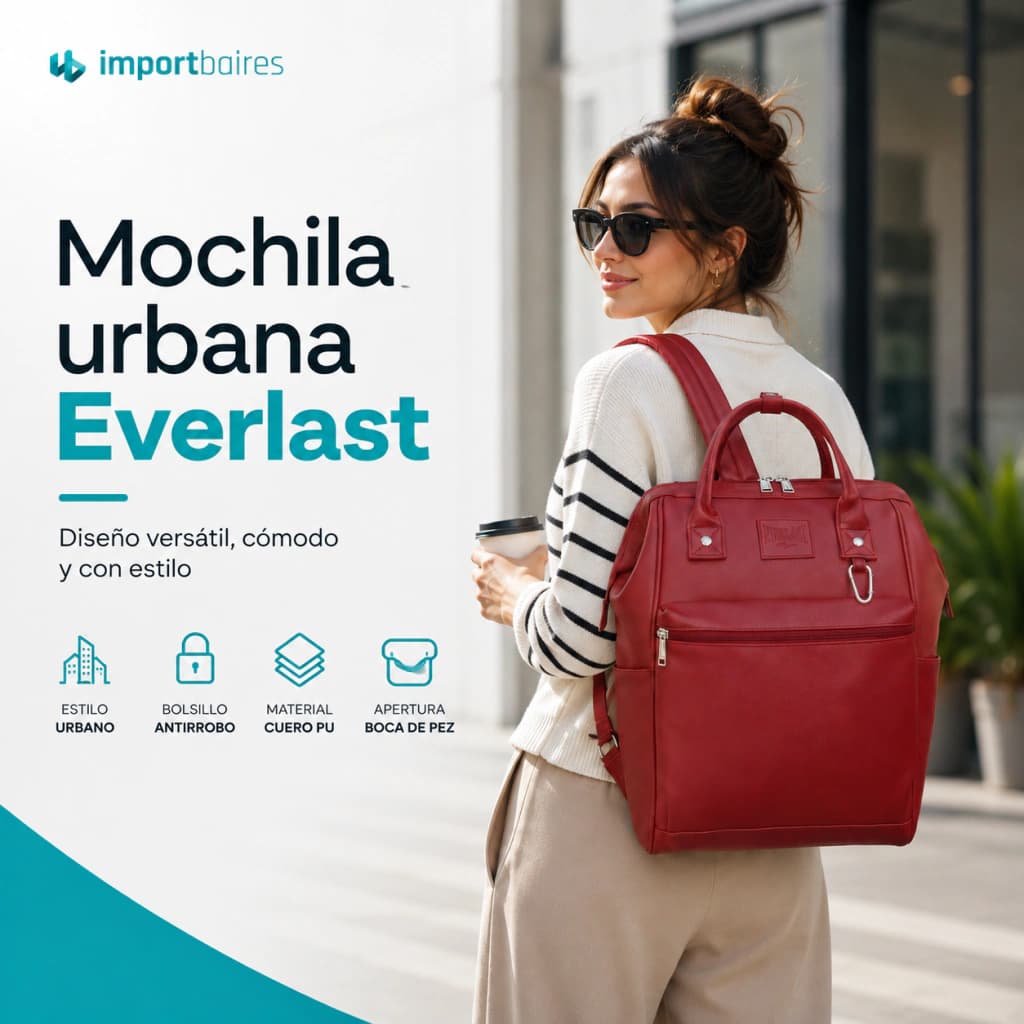 Mochila Everlast Urbana Mujer Eco Cuero | Boca de Pez — Chocolate
