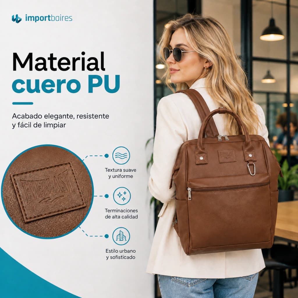 Mochila Everlast Urbana Mujer Eco Cuero | Boca de Pez — Chocolate