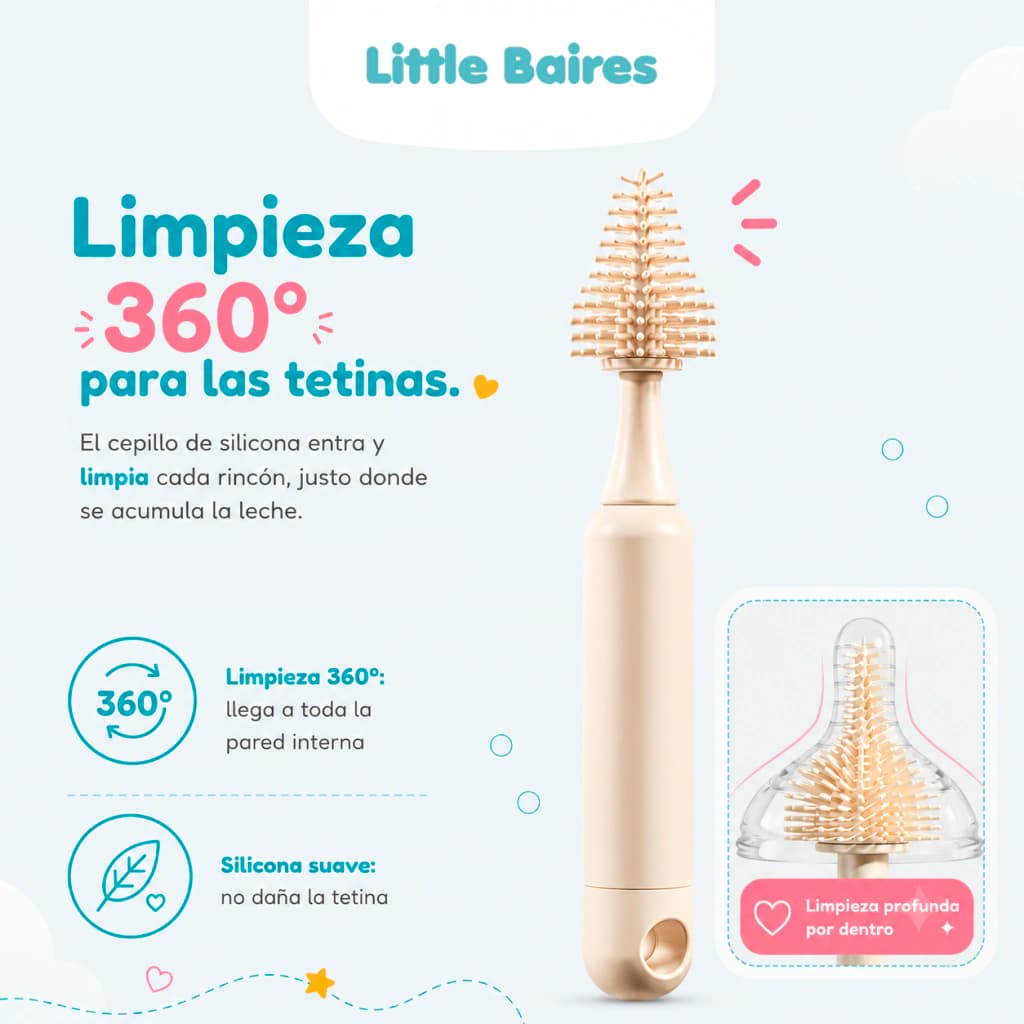 Set Limpia Mamaderas 4 en 1 con Dispenser | Silicona BPA Free