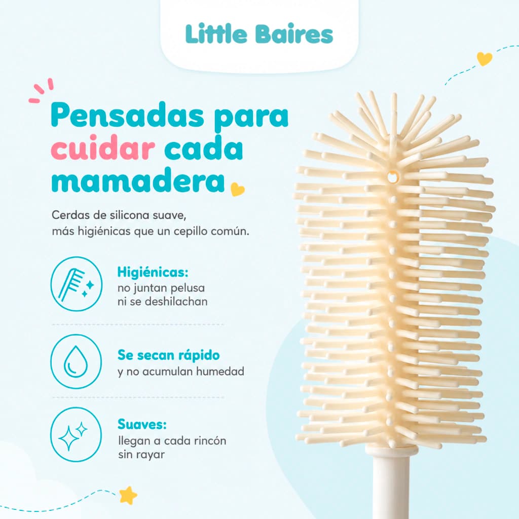 Set Limpia Mamaderas 4 en 1 con Dispenser | Silicona BPA Free
