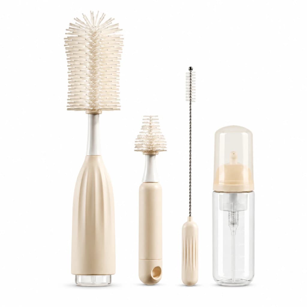 Set Limpia Mamaderas 4 en 1 con Dispenser | Silicona BPA Free