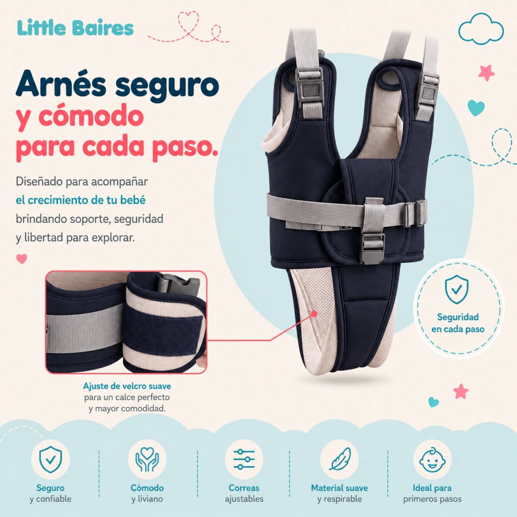 Arnés Caminador Bebé Primeros Pasos Little Steps | Evolutivo — Azul