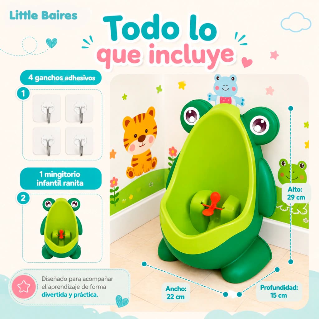 Mingitorio Infantil Ranita con Molinito y Ventosas | Orinal — Verde