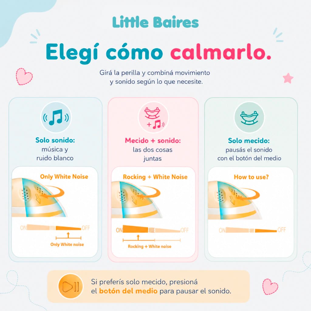 Mecedor Automático Portátil para Cochecito | USB y Sonidos
