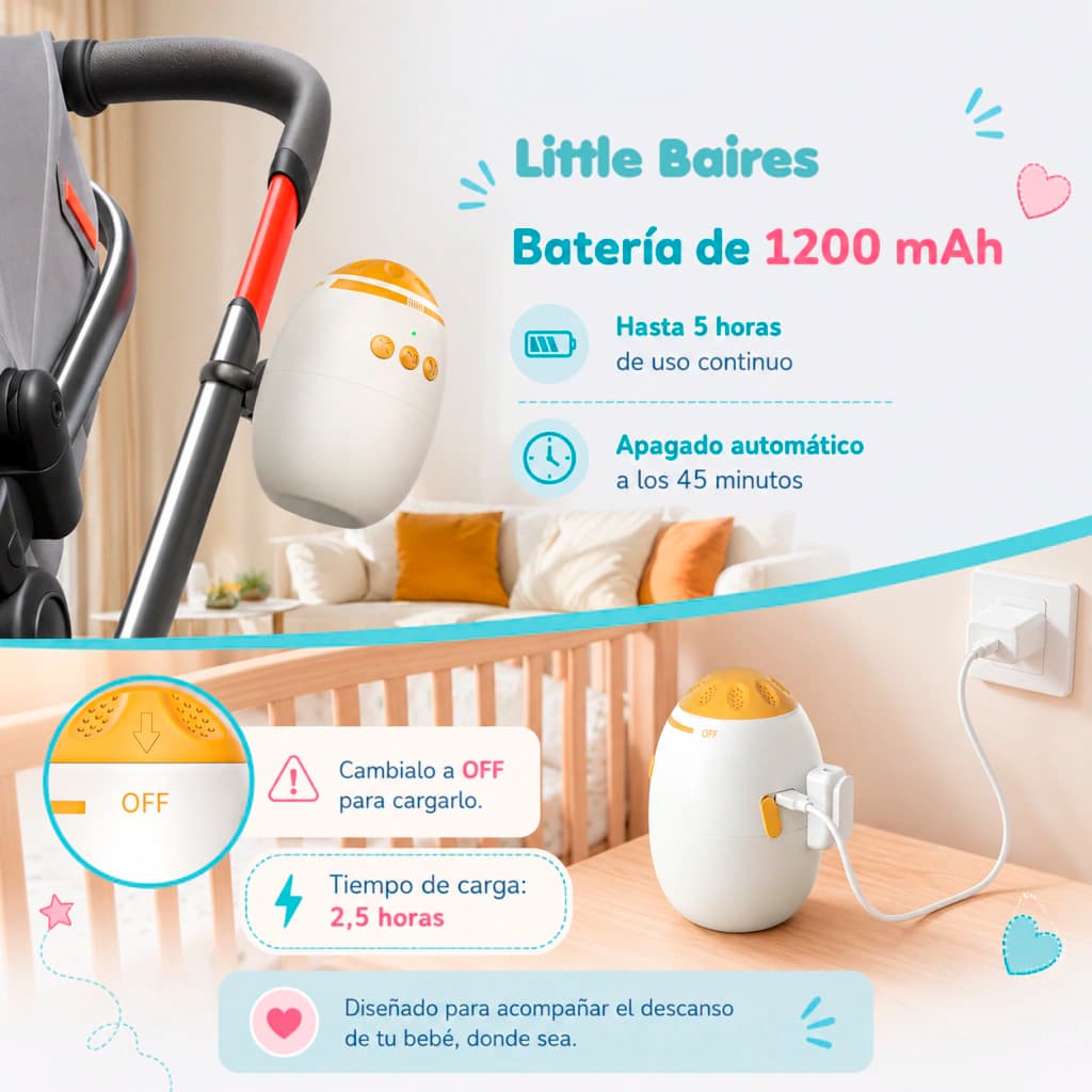 Mecedor Automático Portátil para Cochecito | USB y Sonidos
