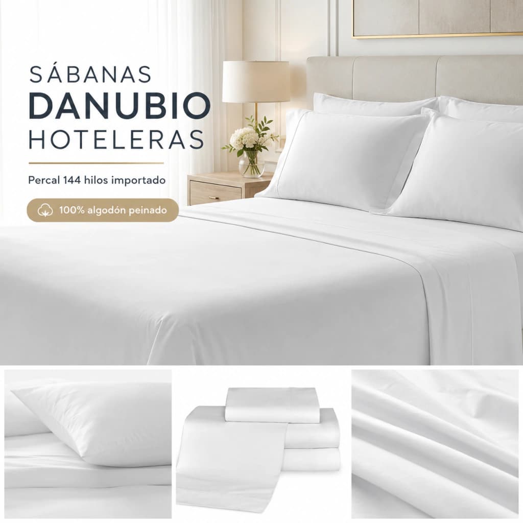 Juego de Sábanas Danubio 100% Algodón 1 1/2 Plazas Twin 144 Hilos — Kakhi