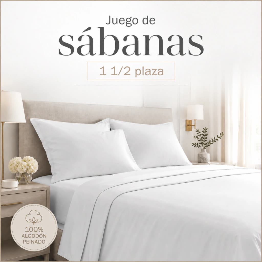 Juego de Sábanas Danubio 100% Algodón 1 1/2 Plazas Twin 144 Hilos — Kakhi